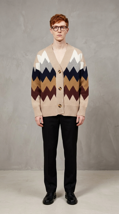 Code Culture catalog | diamond-sweater-knit-cardigan | khaki | full body