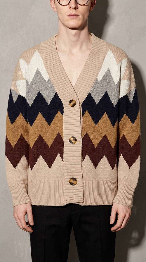 Code Culture catalog | diamond-sweater-knit-cardigan | khaki | zoom detail