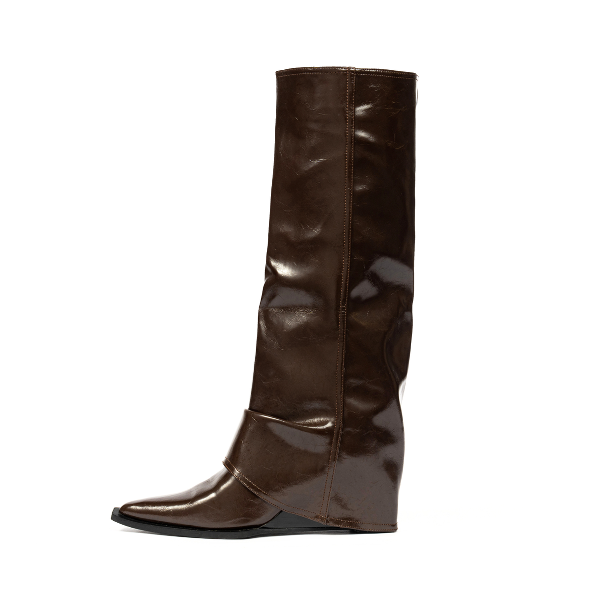 Women's Boots Knee High Fold Over Pointed Toe