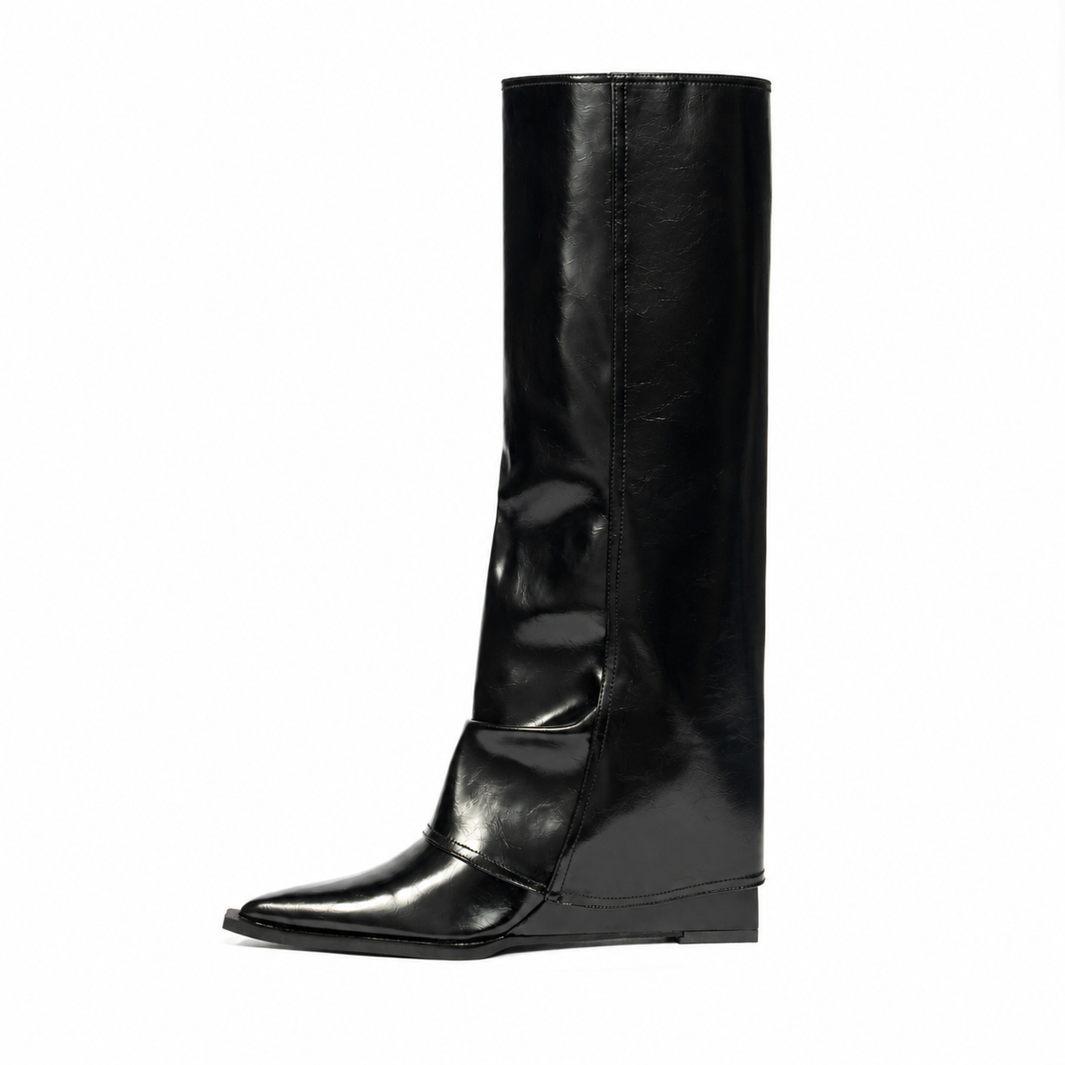 Women's Boots Knee High Fold Over Pointed Toe