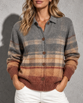 Women's Cardigan Ombre Plaid Collar Button Front