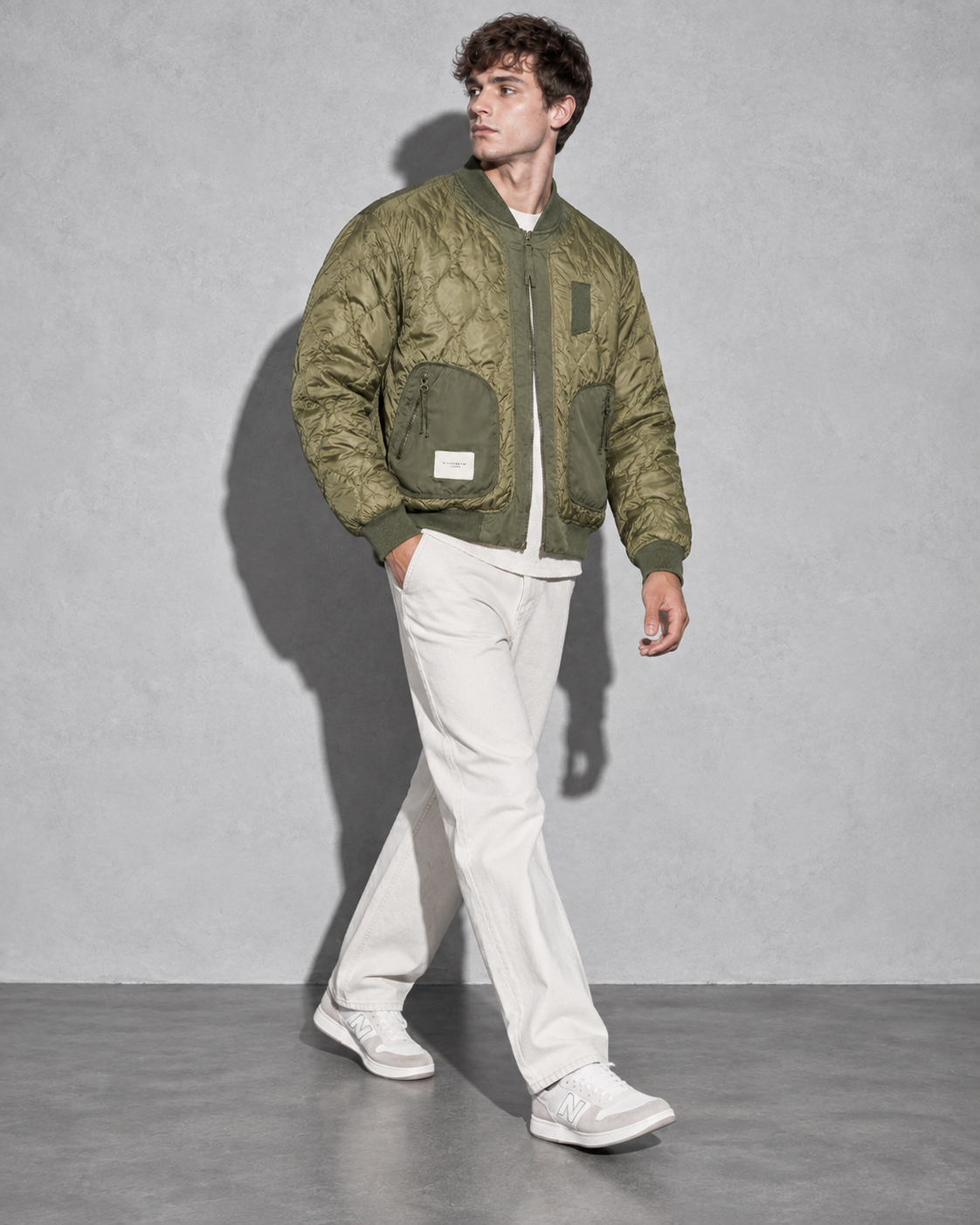 Men's Jacket Quilted Bomber Onion Quilt Rib Trim
