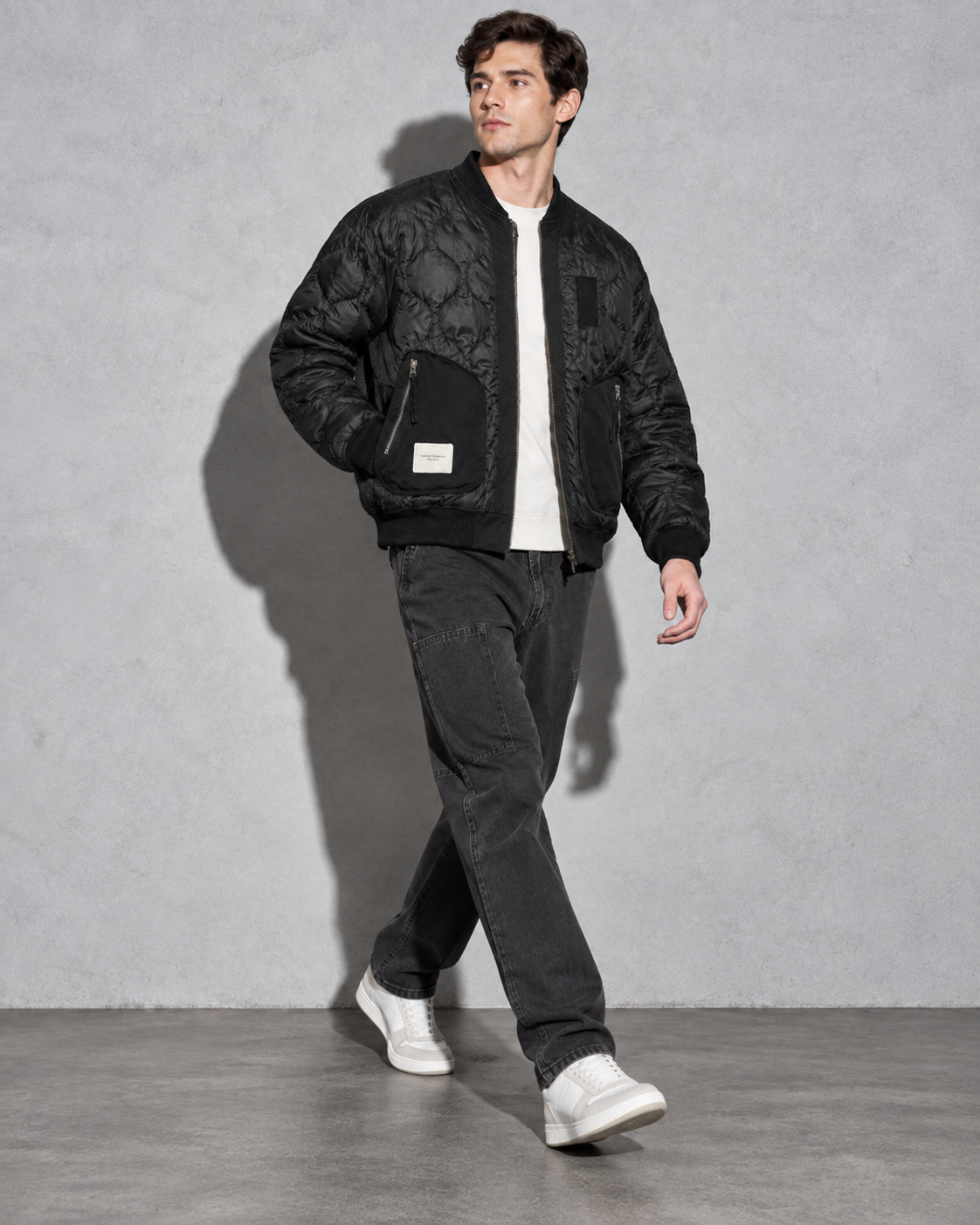 Men's Jacket Quilted Bomber Onion Quilt Rib Trim