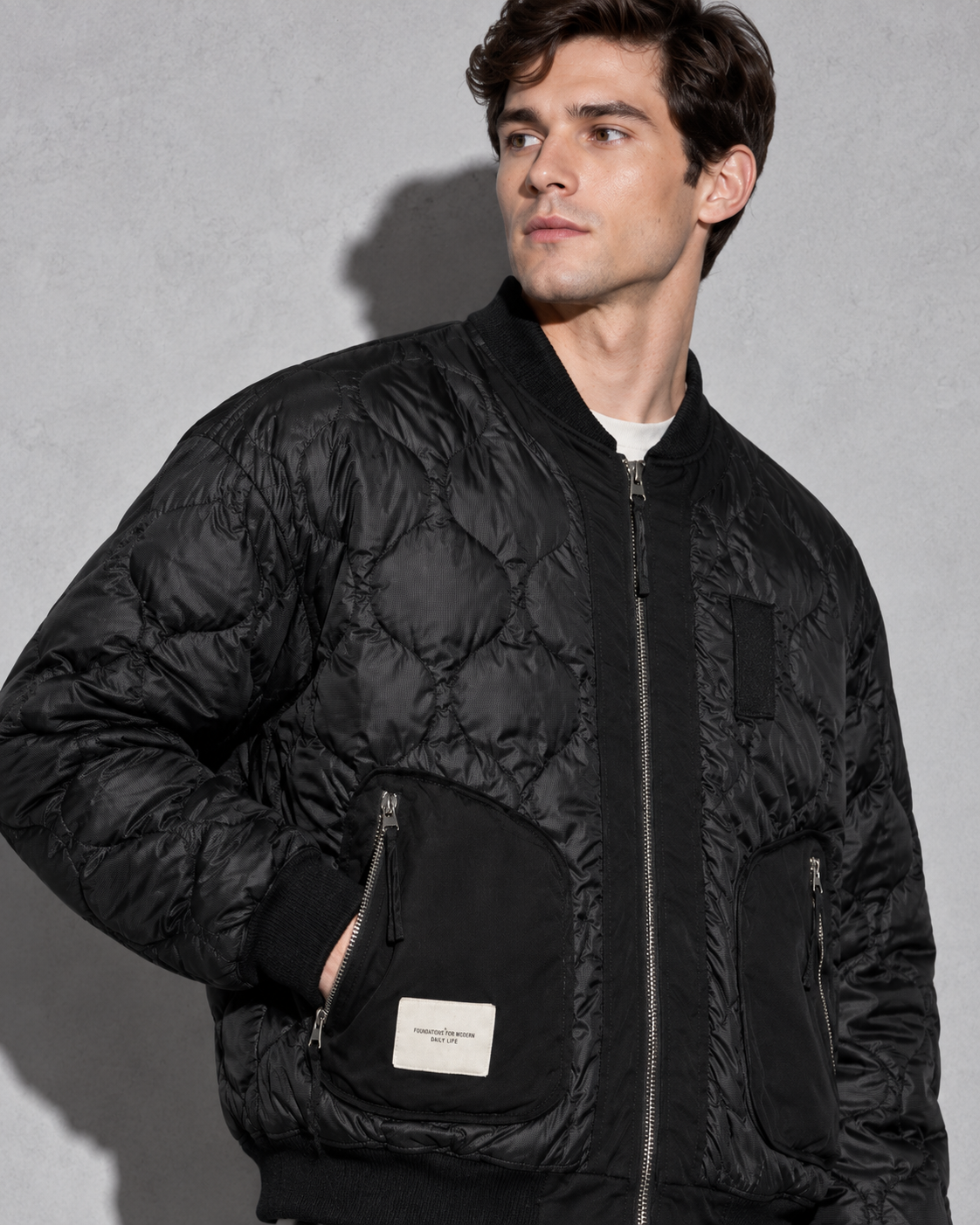 Men's Jacket Quilted Bomber Onion Quilt Rib Trim