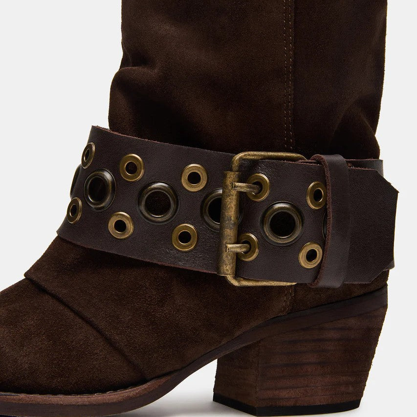 Women's Boots Western Knee High Eyelet Harness Strap