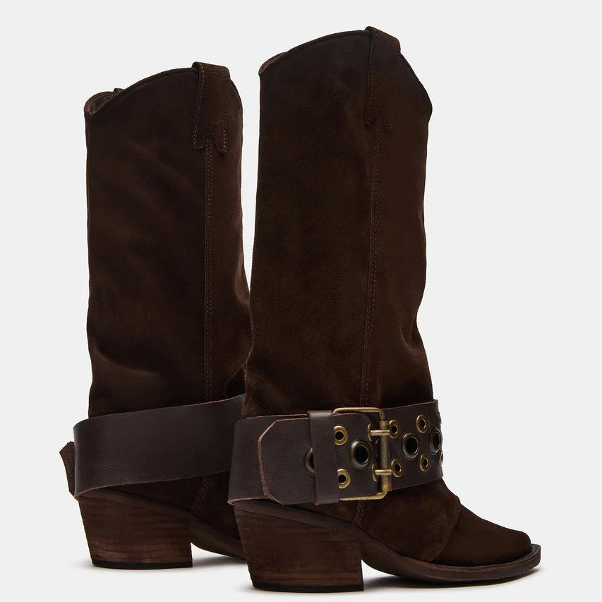 Women's Boots Western Knee High Eyelet Harness Strap