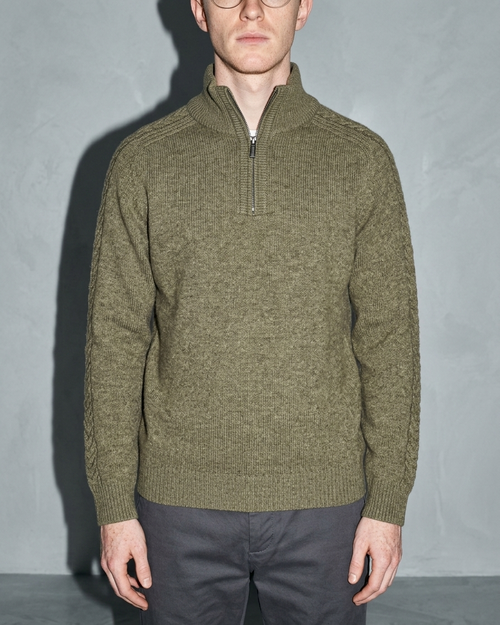 Zipper High Neck Thickened Woolen Sweater, bust-to-thigh, square stance, worn by model