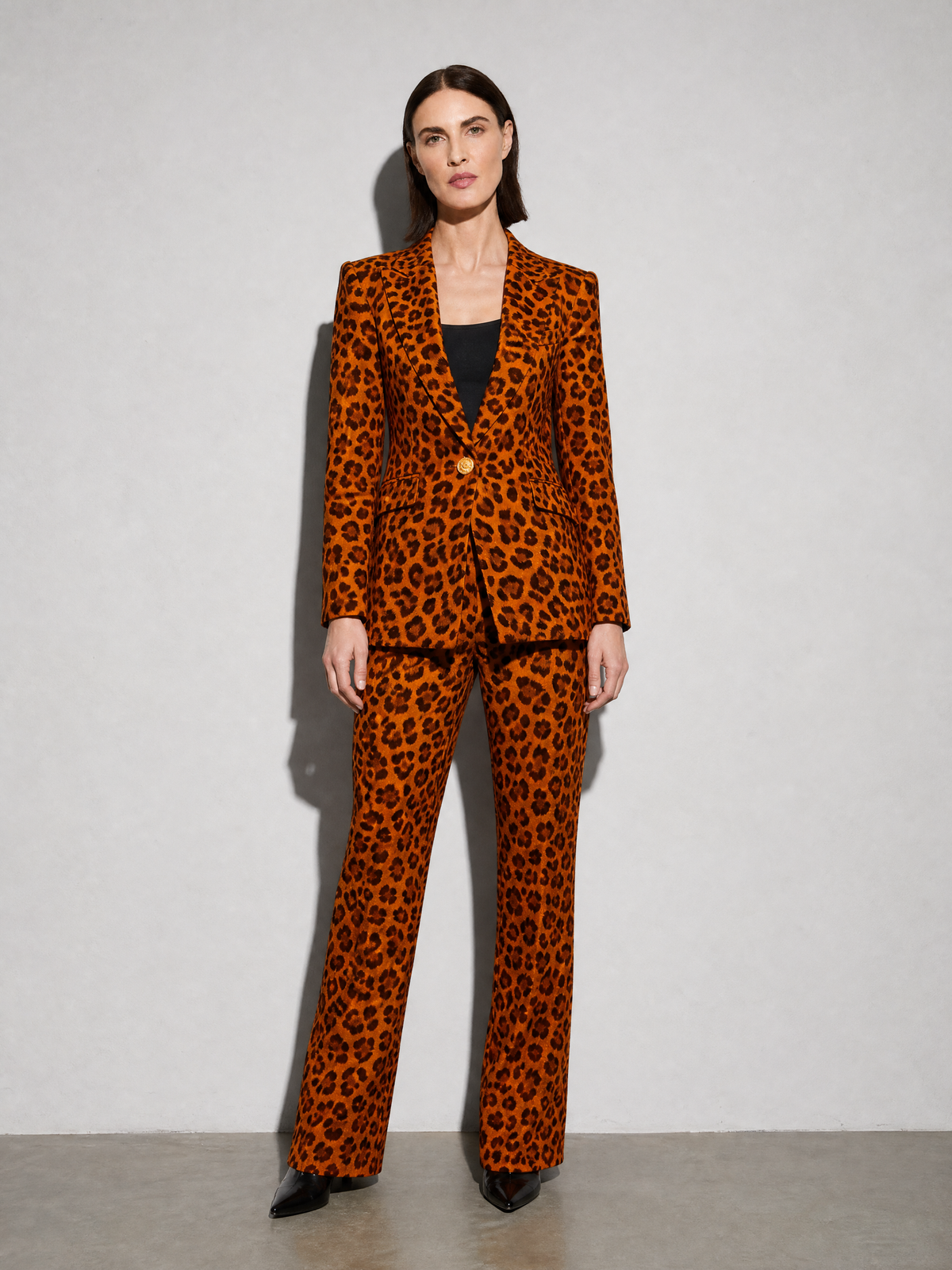 Women's Blazer Houndstooth Single Button in Orange — Sleeve & Cuff Detail