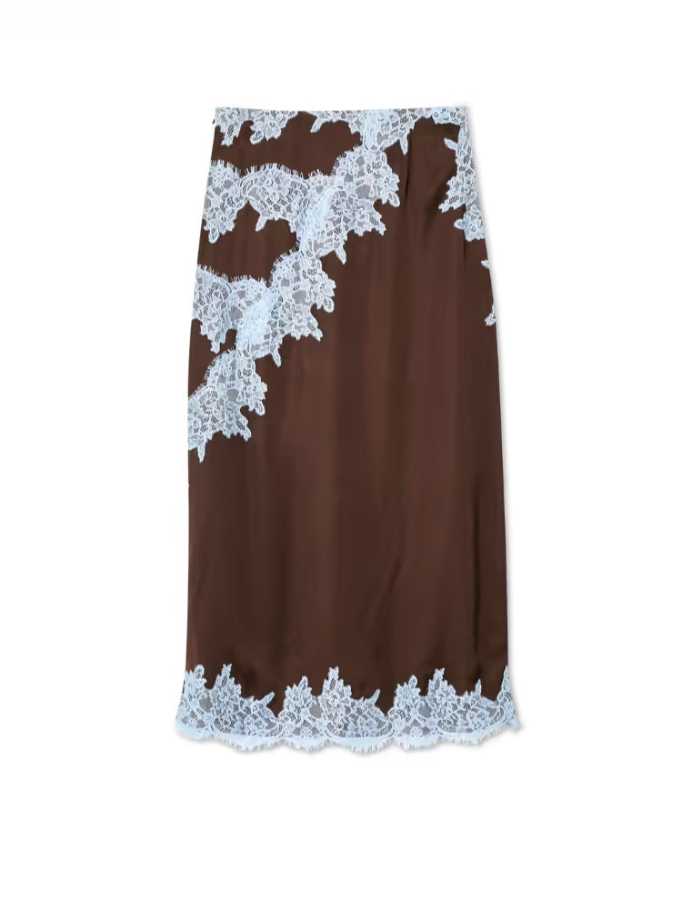 Women's Lace Panel Top and Skirt Set