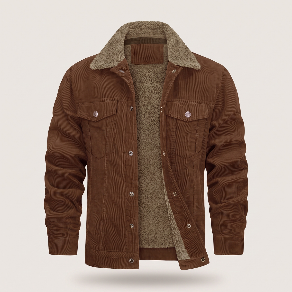 Unisex Jacket in Cotton Corduroy with Button Front