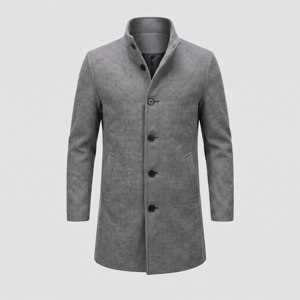 Unisex Jacket with Check Pattern and Button Front