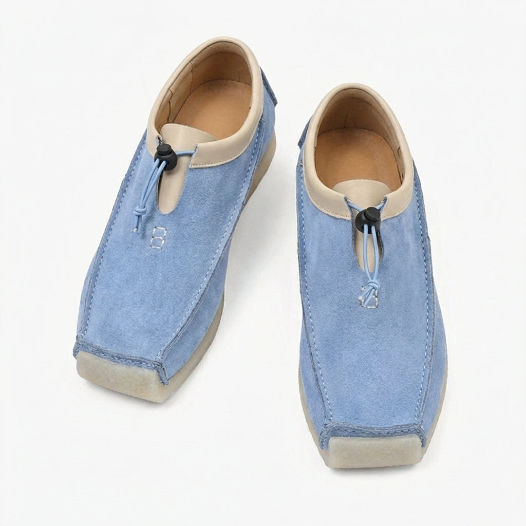 Men's Loafers with Square Toe and Drawstring Closure