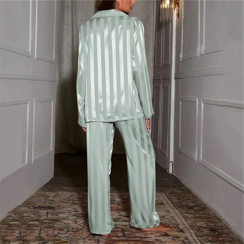 Women's Two-Piece Pajama Set with Button Top and Elastic Waist