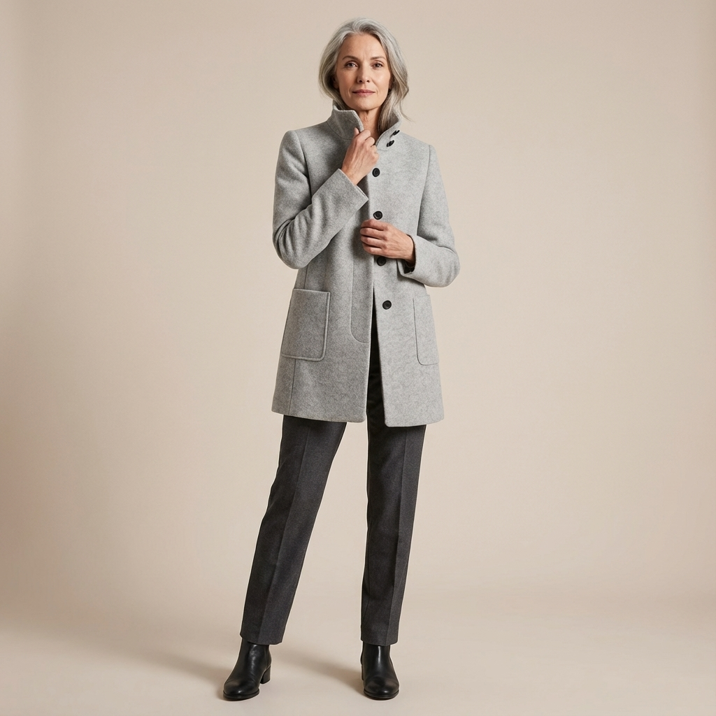 Women's High Collar Jacket with Side Pockets