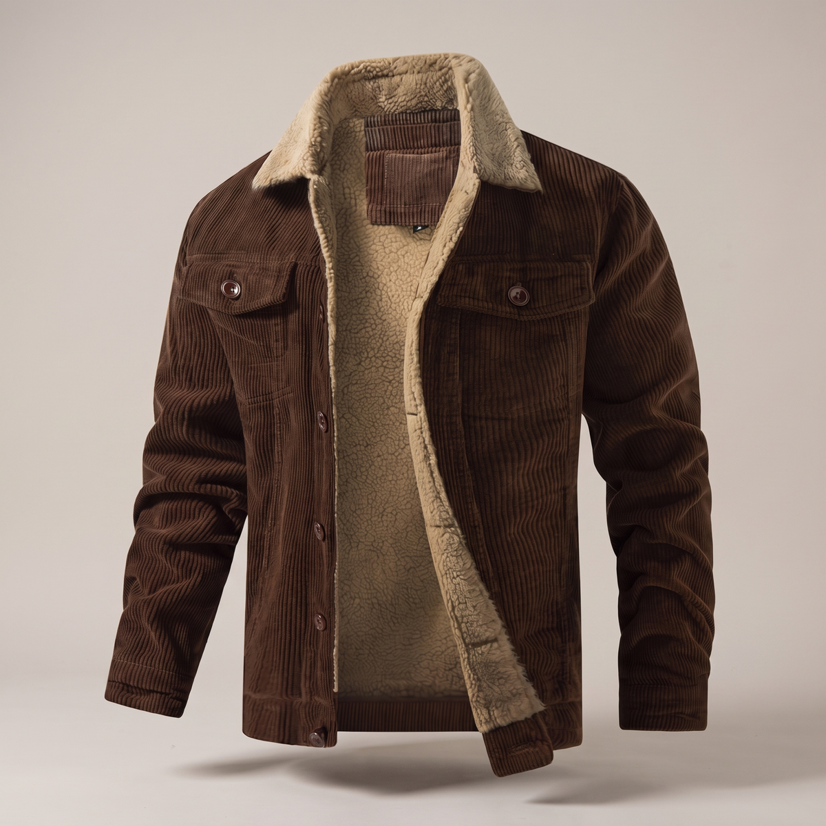 Unisex Jacket in Cotton Corduroy with Button Front