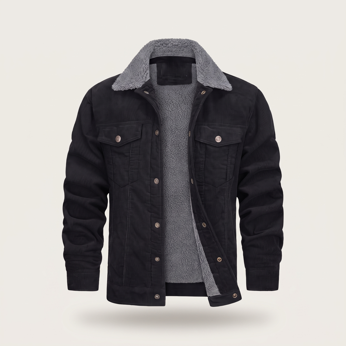 Unisex Jacket in Cotton Corduroy with Button Front