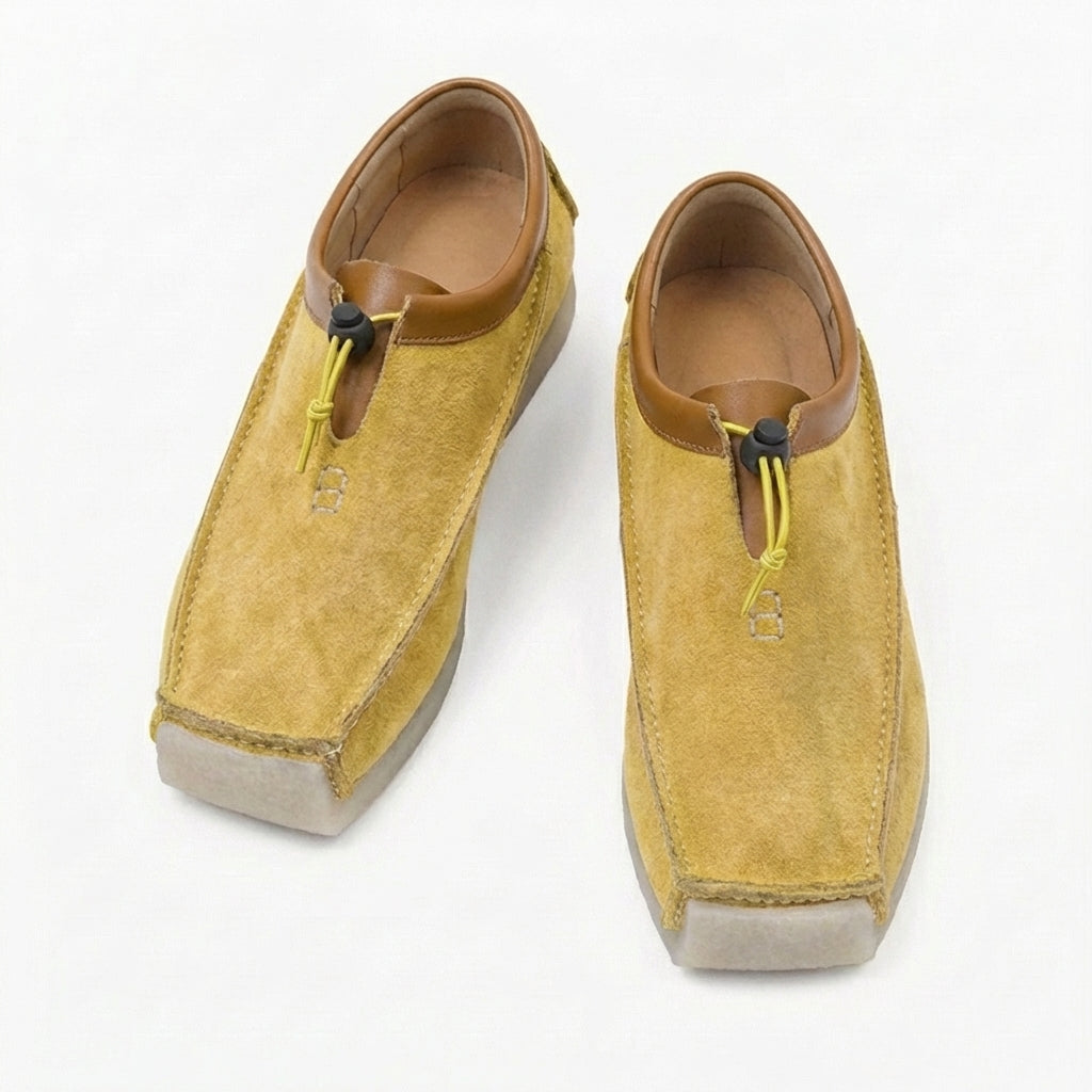 Men's Loafers with Square Toe and Drawstring Closure