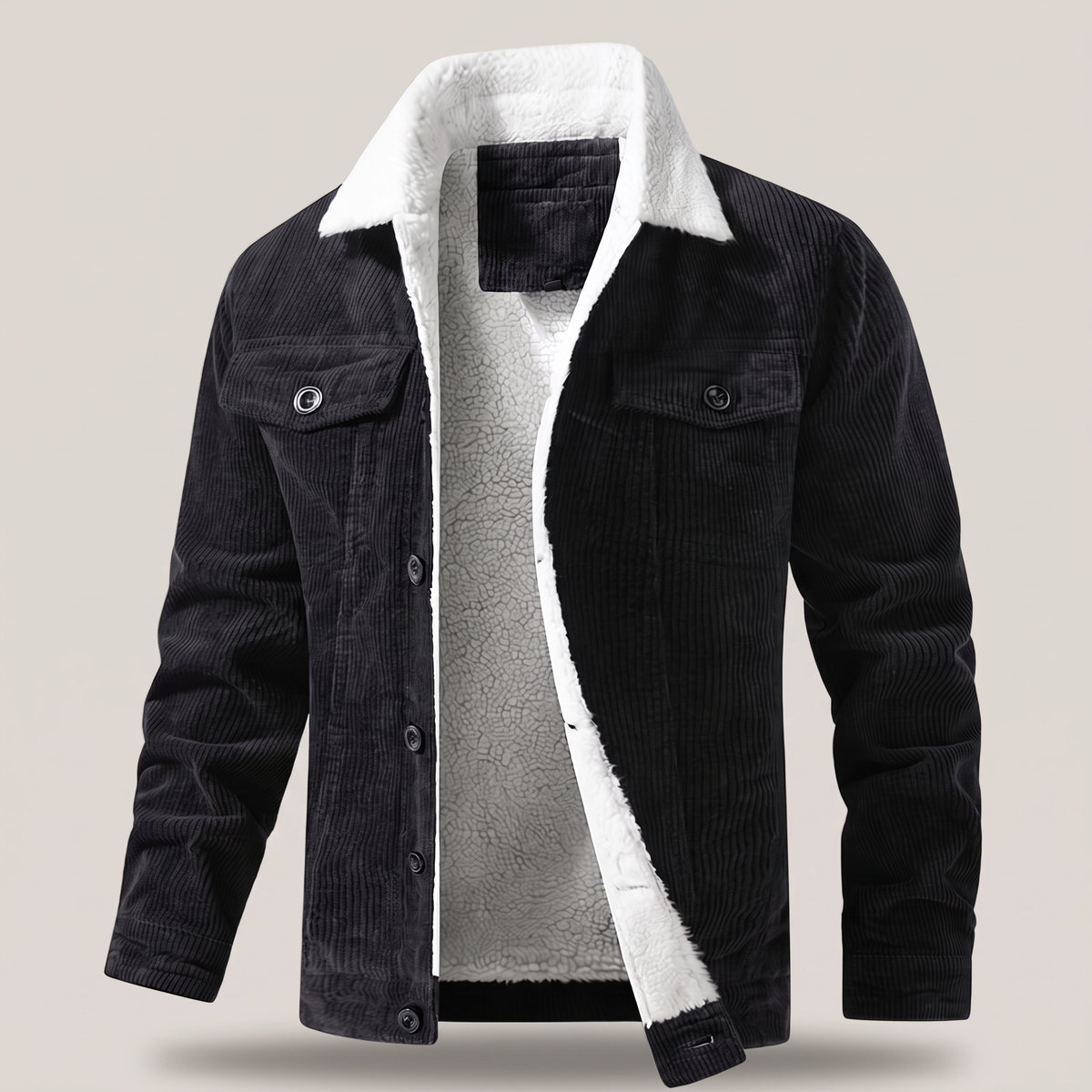 Unisex Jacket in Cotton Corduroy with Button Front