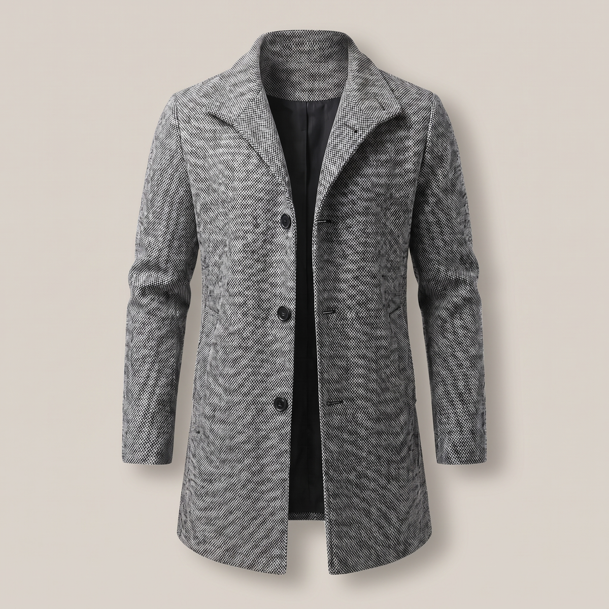 Unisex Jacket with Check Pattern and Button Front