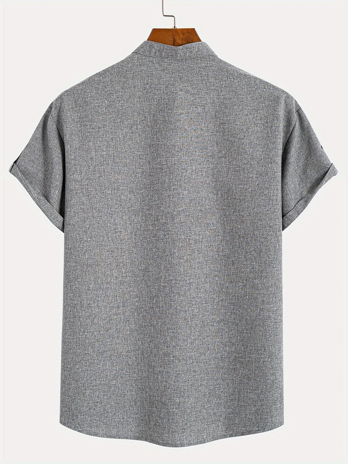 Men's Short-Sleeve Shirt with Stand Collar