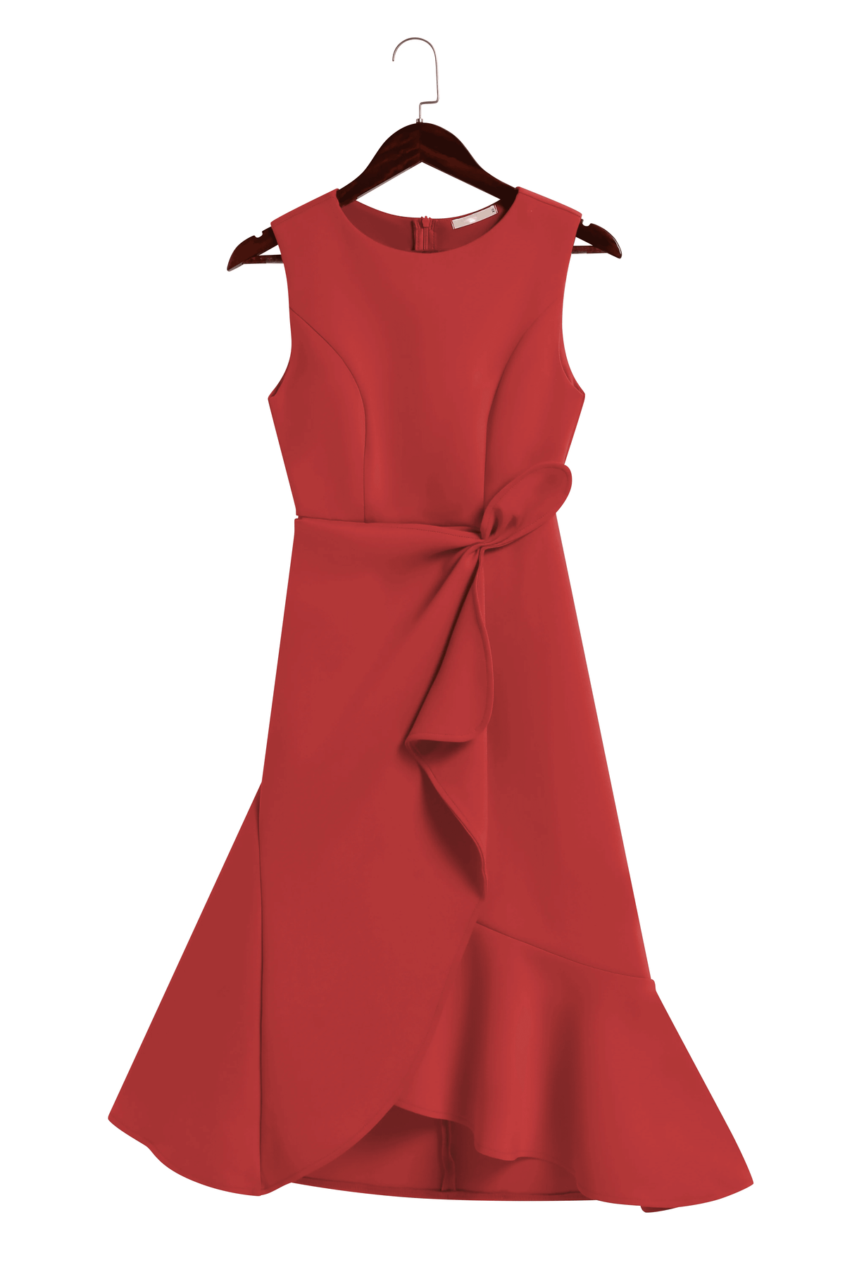 Women's Sleeveless A-Line Midi Dress with Waist Twist