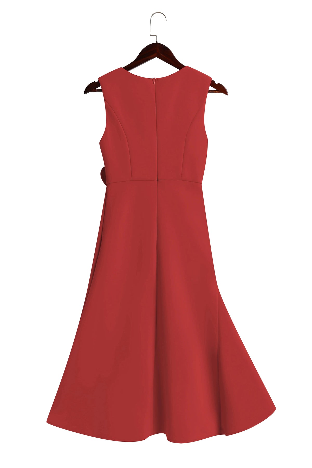 Women's Sleeveless A-Line Midi Dress with Waist Twist