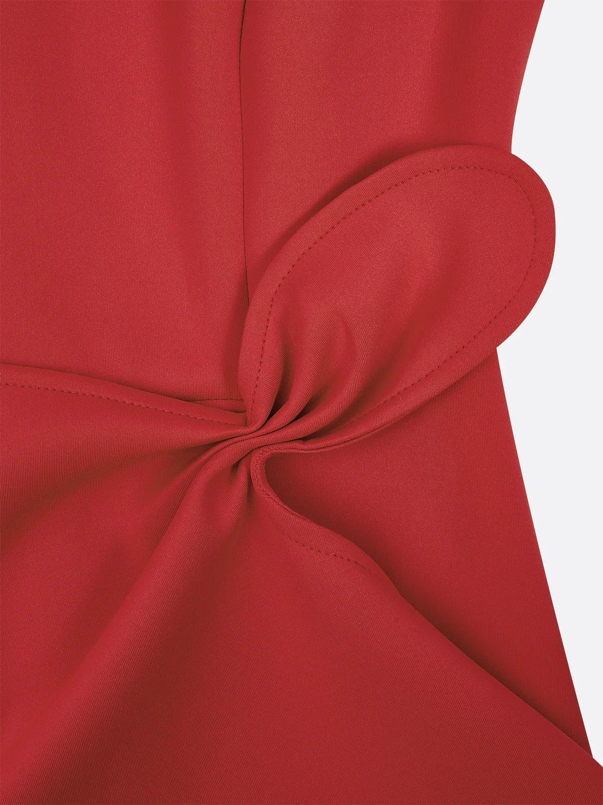 Women's Sleeveless A-Line Midi Dress with Waist Twist