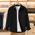 Unisex Vertical Stripe Long-Sleeve Overshirt Jacket