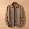 Unisex Jacquard Knit Cardigan with Button Front and Collar