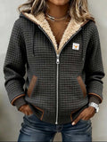 Women's Quilted Hooded Jacket with Sherpa Fleece Lining