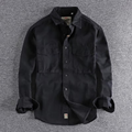 Unisex Long-Sleeve Cotton Twill Shirt with Double Pockets