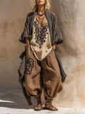 Women's 3-Piece Clothing Set with Art Print