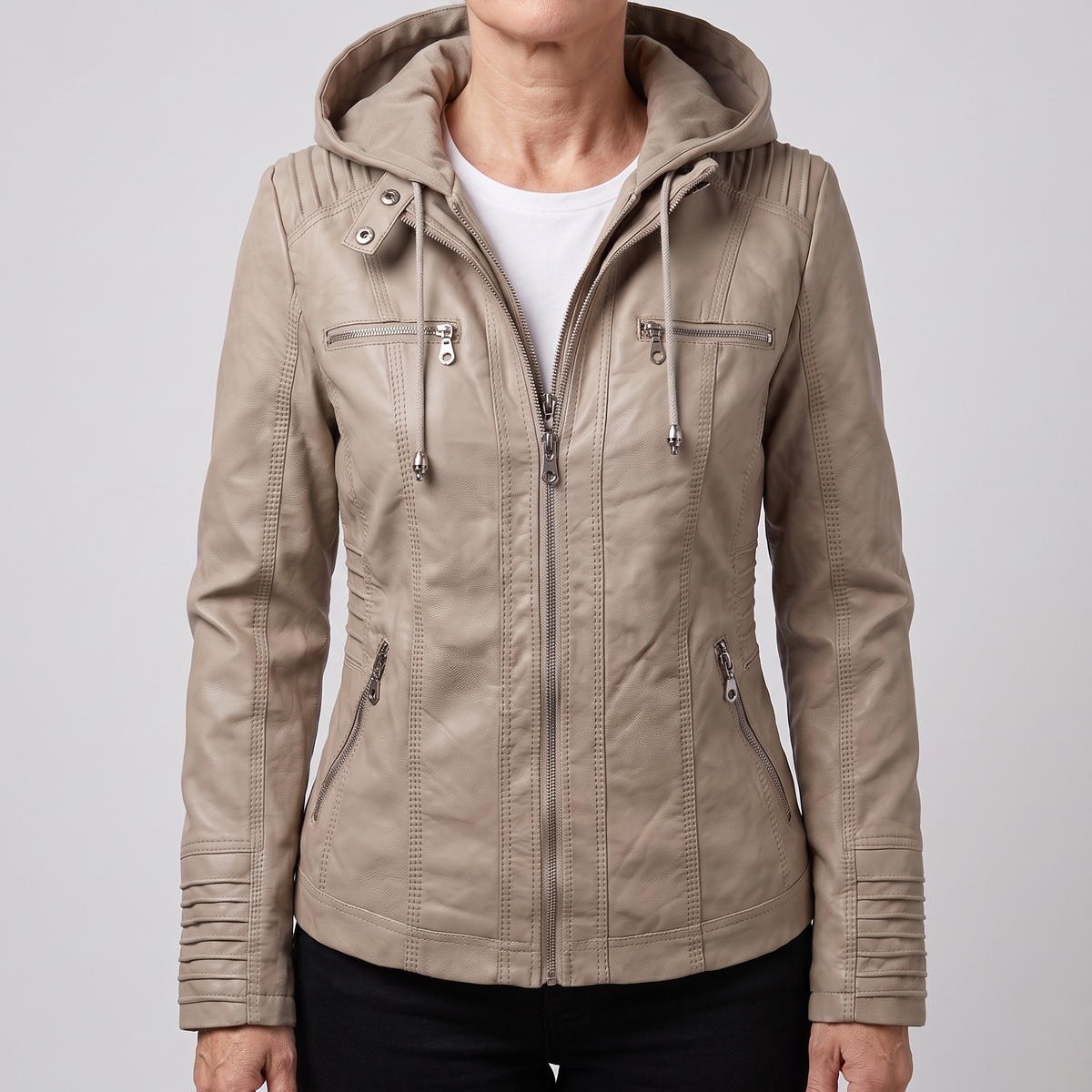 Unisex Faux Suede Jacket with Zip Front and Classic Collar