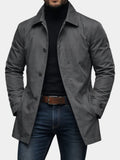 Men's Short Single-Breasted Coat with Classic Collar