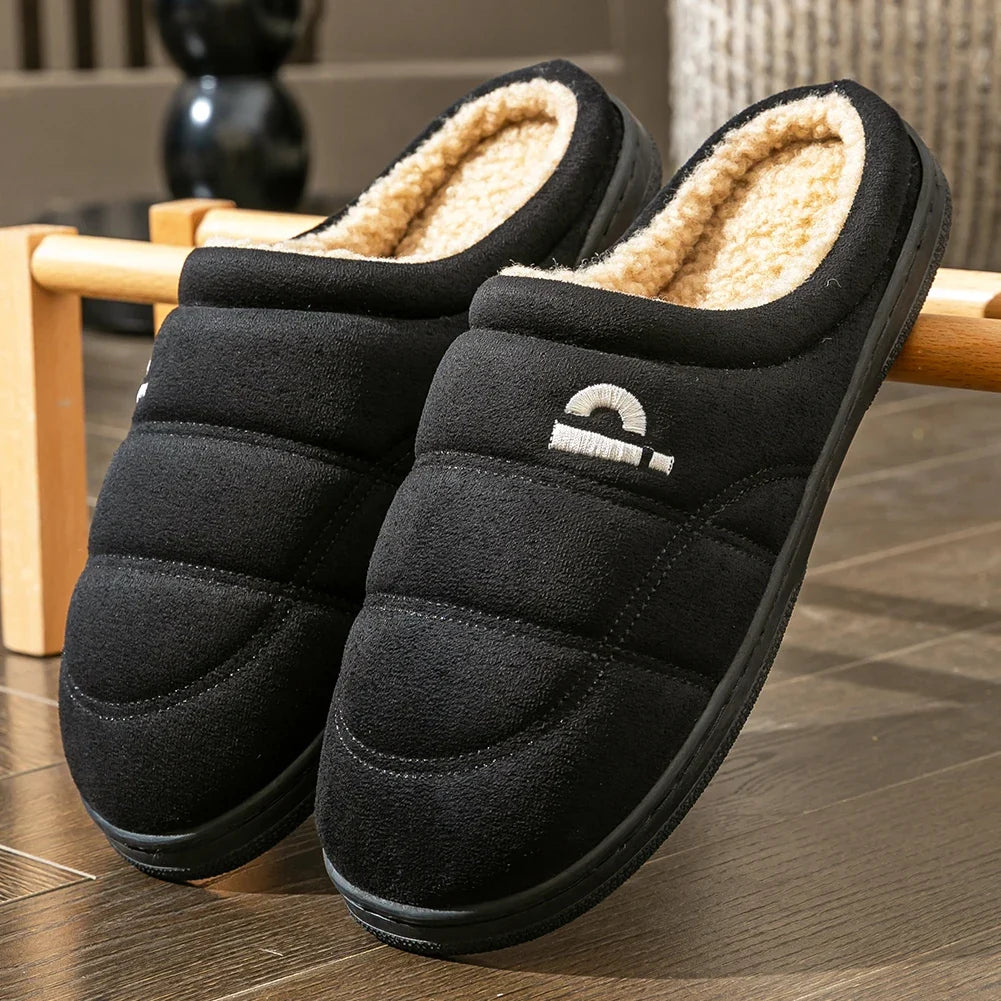 Unisex Suede Platform Slippers with Memory Foam