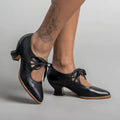 Women's Mary Jane Shoes with Lace-Up Detail and Low Block Heel