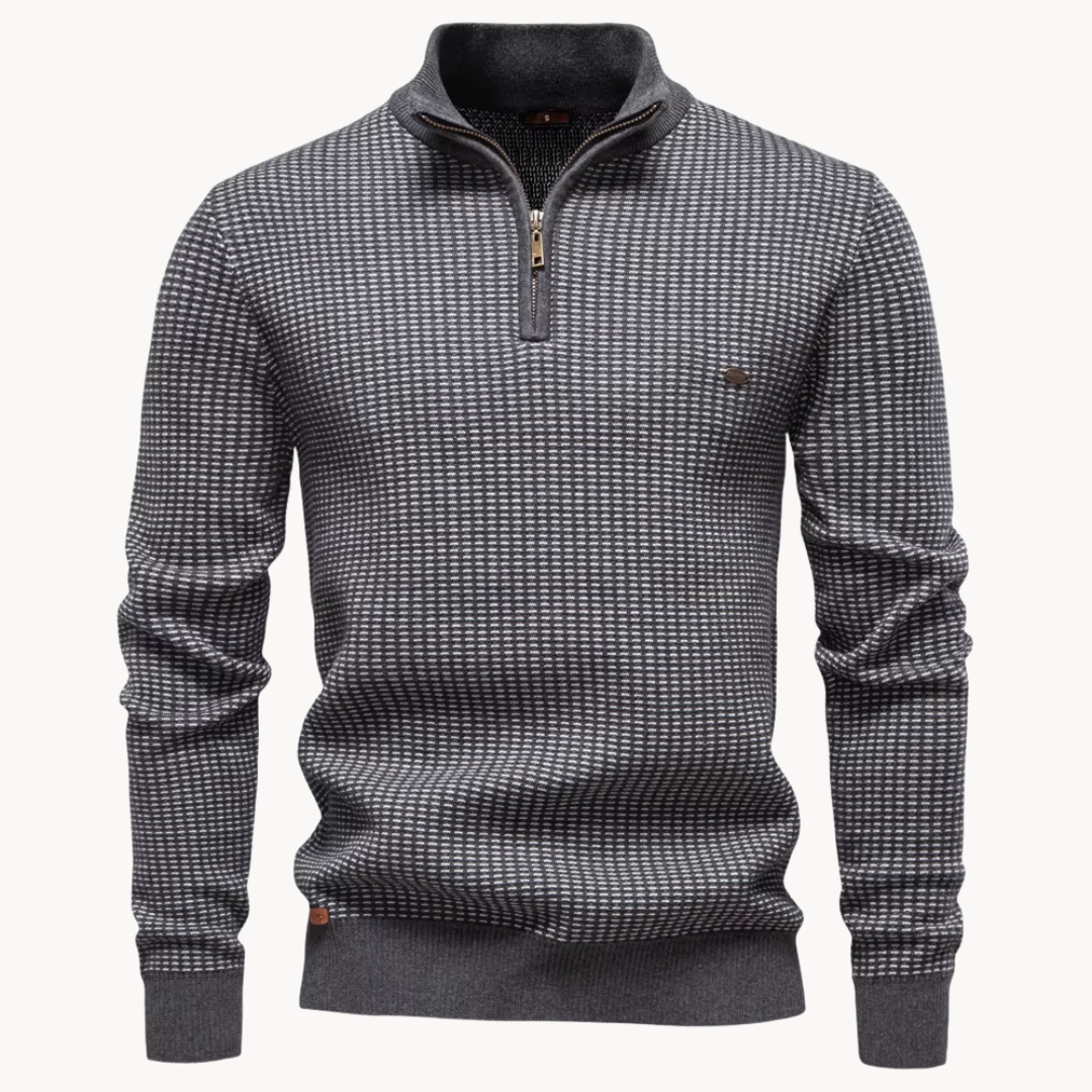 Men's Jacquard Knit Sweater with Half Zip