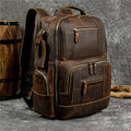 Men's Leather Travel Backpack with 20–35L Capacity