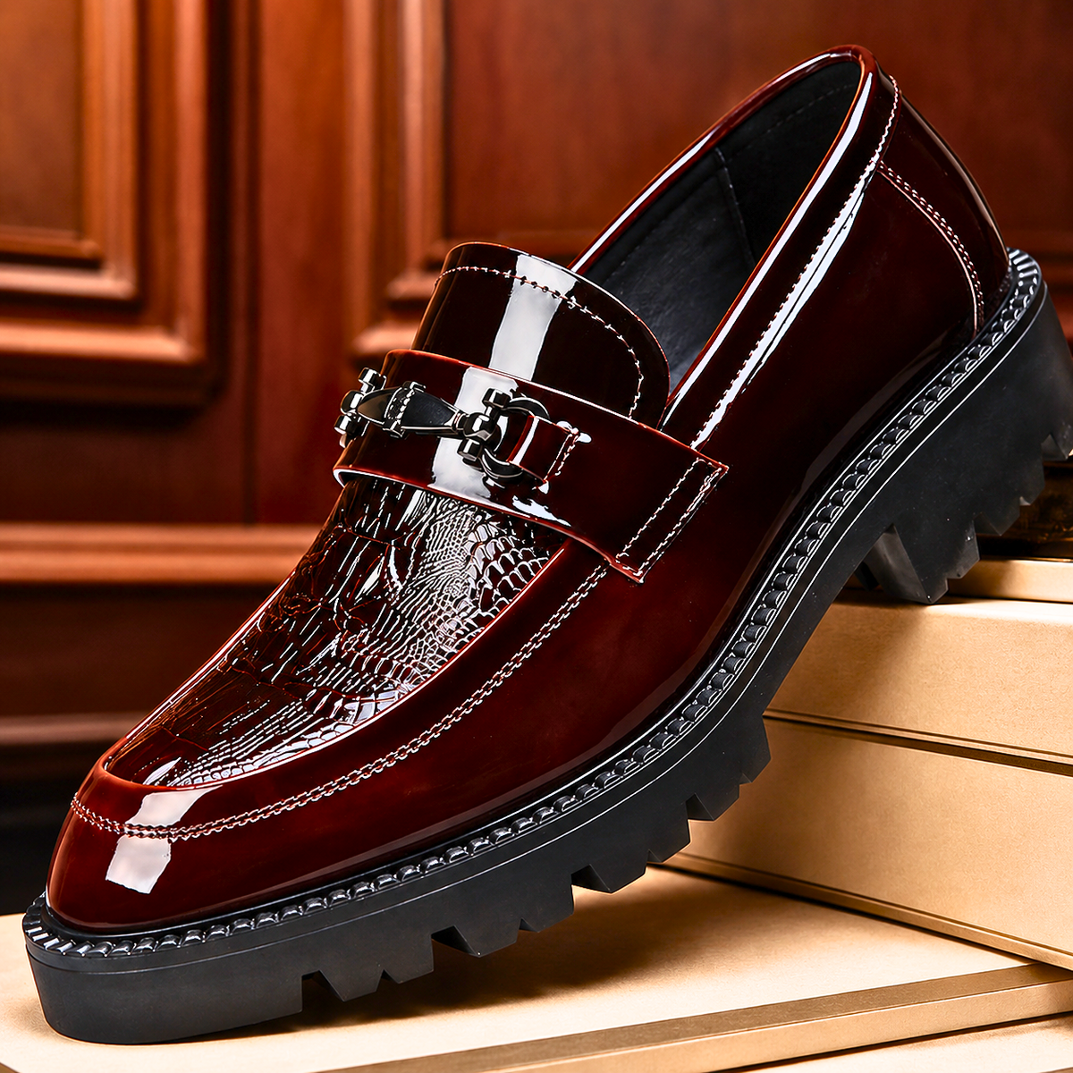 Men's Leather Derbies with Metal Buckle