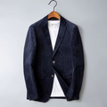 Unisex Corduroy Jacket with Single-Breasted Closure and Slim Fit