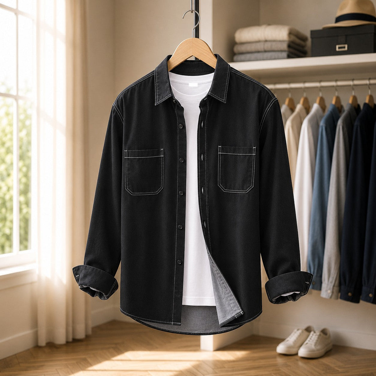 Unisex Denim Shirt with Twin Chest Pockets