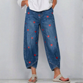 Women's Ankle-Length Jeans with Heart Pattern