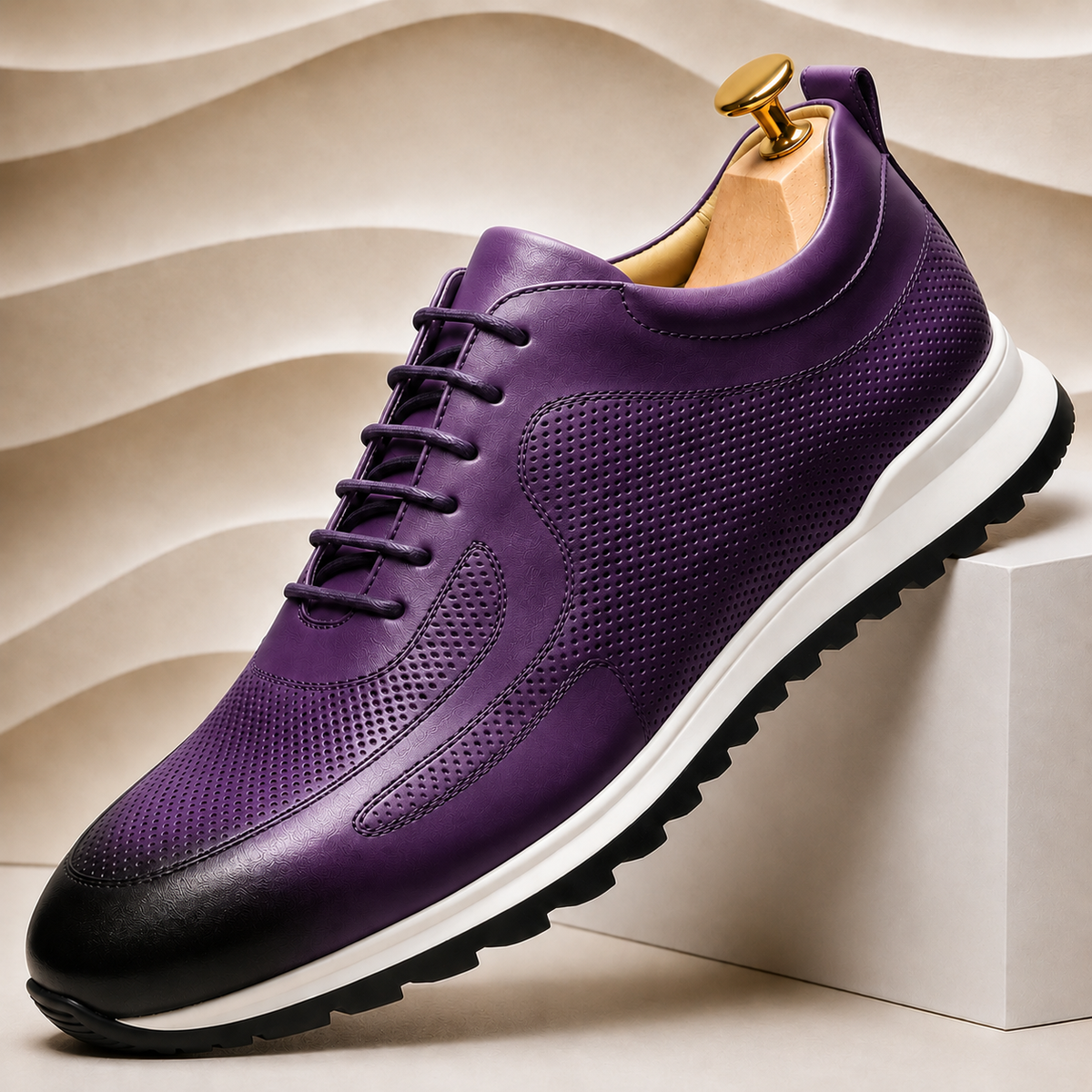 Men's Leather Sneakers with Cushioned Insole