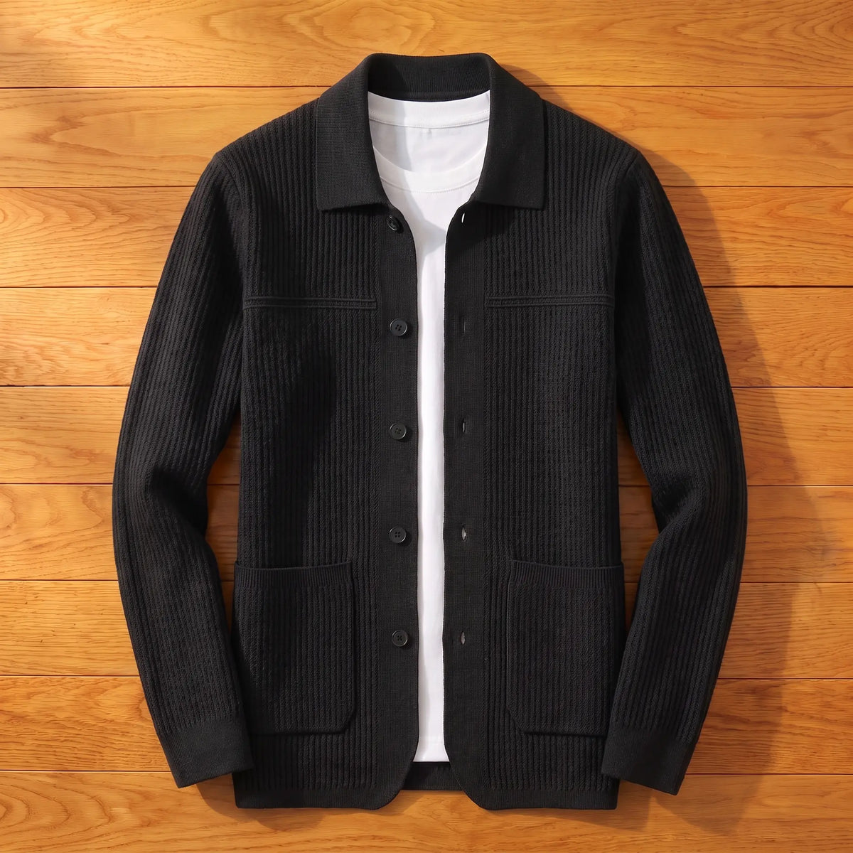 Unisex Cardigan in Jacquard Knit with Buttons