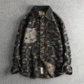 Unisex Denim Shirt with Cashew Flower Pattern