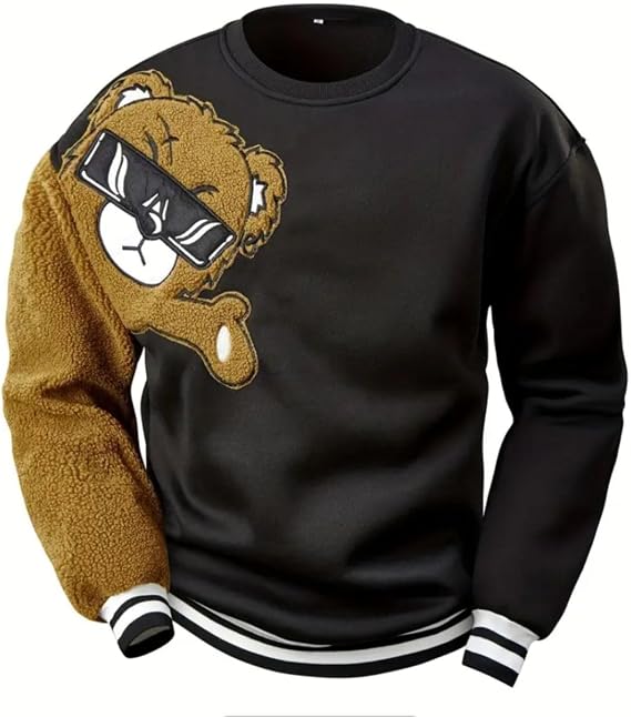 Men's Sweatshirt with Teddy Bear Appliqué