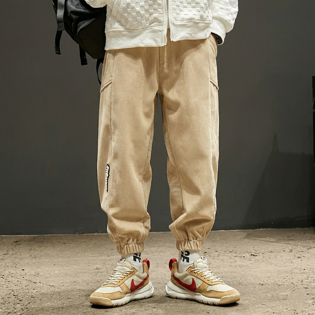 Unisex Corduroy Jogger Pants with Elastic Waist