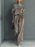 Women's Clothing Set with Turtleneck in Warm Velvet