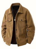 Men's Corduroy Jacket with Collar and Flap Pockets