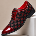 Men's Leather Lace-Up Dress Shoes with Patterned Upper